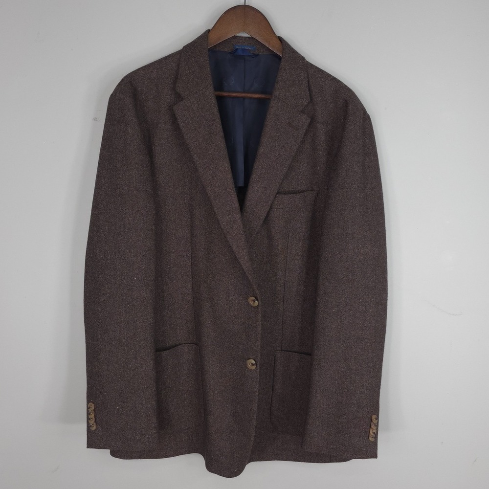 Biltmore Blazer Mens 46R Brown Wool Tweed Sport Coat Jacket Unstructured Casual